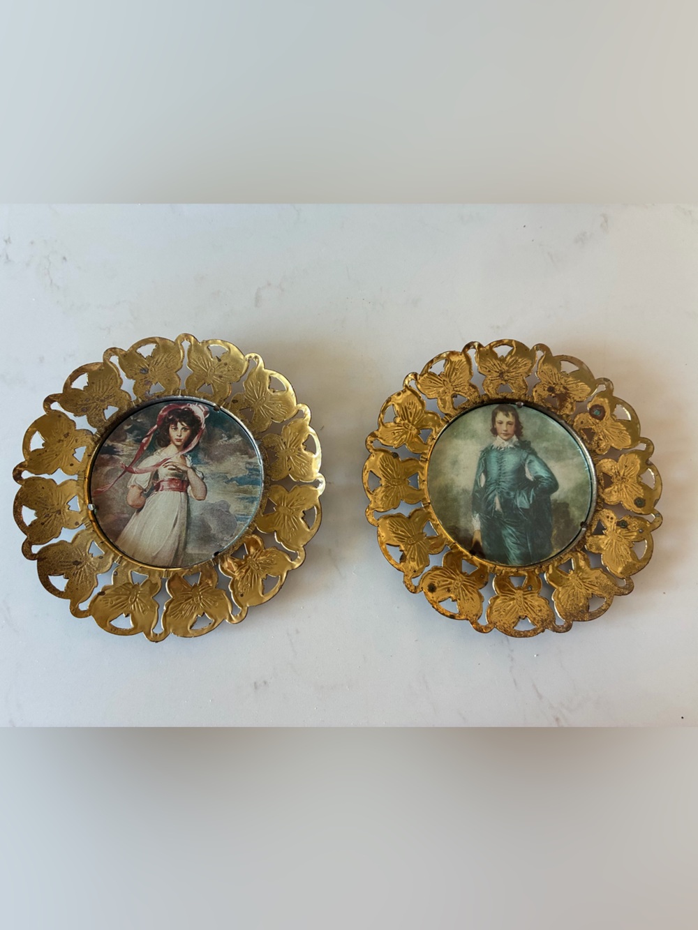Gold Decorative Floral Frame Wall Plaques - Set of 2